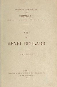 Book cover of "Vie de Henri Brulard, tome 2"