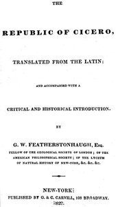Book cover of "The republic of Cicero - Translated from the Latin; and Accompanied With a Critical and Historical Introduction."