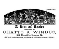 Book cover of "A list of books published by Chatto & Windus, October 1892"