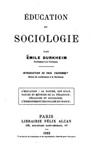 Book cover of "Éducation et sociologie"