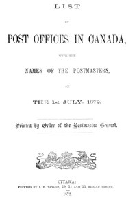 Book cover of "List of Post Offices in Canada, with the Names of the Postmasters ... 1872"
