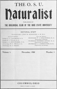 Book cover of "The O. S. U. Naturalist, Vol. 1, No. 1, November, 1900"