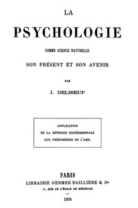 Book cover of "La psychologie comme science naturelle, son présent et son avenir - Application de la méthode expérimentale aux phénomènes de l'âme"