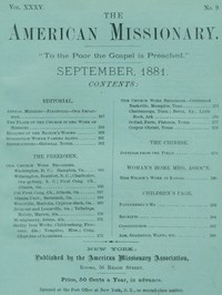 Book cover of "The American Missionary — Volume 35, No. 9, September, 1881"