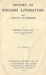 Book cover of "History of English Literature from "Beowulf" to Swinburne"
