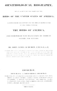 Book cover of "Ornithological biography, Vol. 1 (of 5) : $b An account of the habits of the birds of the United States of America"