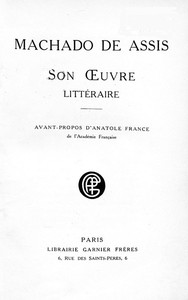 Book cover of "Machado de Assis, Son Oeuvre Littéraire"