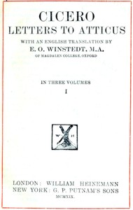 Book cover of "Cicero: Letters to Atticus, Vol. 1 of 3"