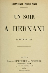 Book cover of "Un soir à Hernani, 26 février 1902"