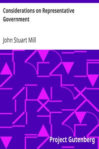 Book cover of "Considerations on Representative Government"