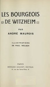 Book cover of "Les Bourgeois de Witzheim"