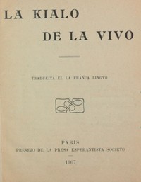 Book cover of "La kialo de la vivo"
