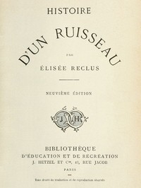 Book cover of "Histoire d'un ruisseau"
