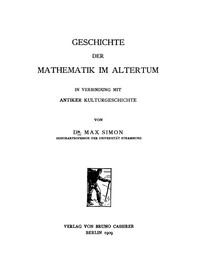 Book cover of "Geschichte der Mathematik im Altertum in Verbindung mit antiker Kulturgeschichte"