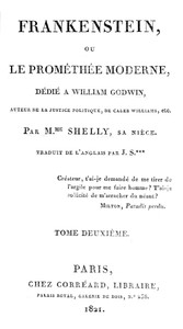 Book cover of "Frankenstein, ou le Prométhée moderne Volume 2 (of 3)"