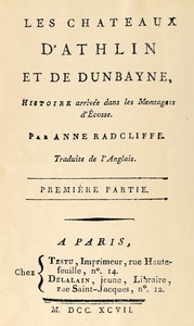 Book cover of "Les châteaux d'Athlin et de Dunbayne (1/2), Histoire arrivée dans les Montagnes d'Écosse."