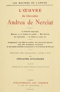 Book cover of "L'oeuvre du chevalier Andrea de Nerciat (1/2)"