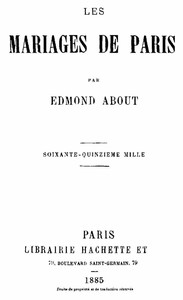 Book cover of "Les mariages de Paris"