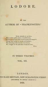 Book cover of "Lodore, Vol. 3 (of 3)"