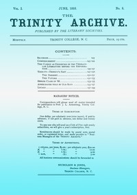 Book cover of "The Trinity Archive, Vol. I, No. 8, June 1888"