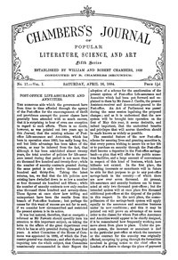 Book cover of "Chambers's Journal of Popular Literature, Science, and Art, Fifth Series, No. 17, Vol. I, April 26, 1884"