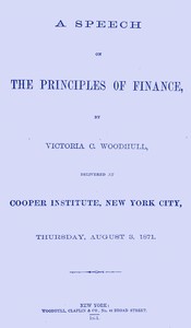Book cover of "A Speech on the Principles of Finance"