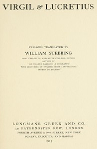 Book cover of "Virgil & Lucretius - Passages translated by William Stebbing"