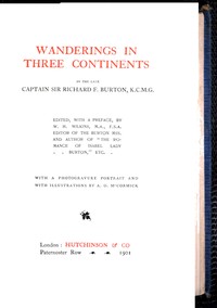 Book cover of "Wanderings in Three Continents"