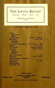 Book cover of "The Little Review, January-February 1916 (Vol. 2, No. 10)"