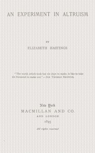 Book cover of "An Experiment in Altruism"
