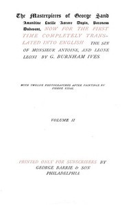 Book cover of "The Sin of Monsieur Antoine, Volume 2 (of 2) and Leone Leoni"