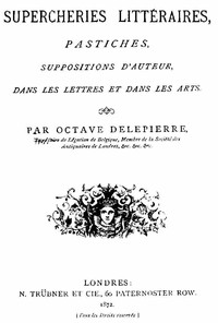 Book cover of "Supercheries littéraires : $b pastiches, suppositions d'auteurs dans les lettres et dans les arts"