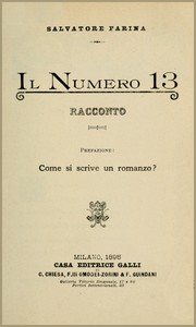 Book cover of "Il Numero 13: Racconto - Prefazione: Come si scrive un romanzo?"