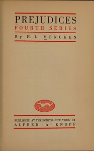 Book cover of "Prejudices, fourth series"