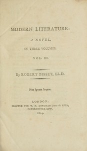 Book cover of "Modern literature: a novel, Volume 3 (of 3)"