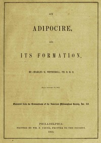 Book cover of "On adipocire, and its formation"