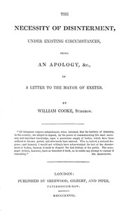 Book cover of "The necessity of disinterment, under existing circumstances"