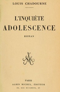 Book cover of "L'inquiète adolescence"