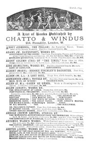 Book cover of "A list of books published by Chatto & Windus, March 1895"