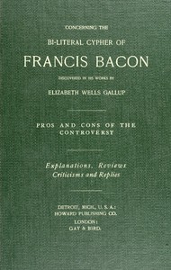 Book cover of "Concerning the bi-literal cypher of Francis Bacon discovered in his works"