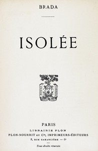 Book cover of "Isolée"