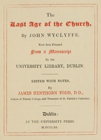 Book cover of "The last age of the church"