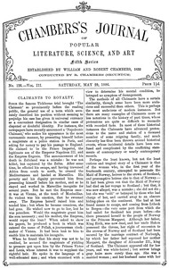 Book cover of "Chambers's Journal of Popular Literature, Science, and Art, fifth series, no. 126, vol. III, May 29, 1886"
