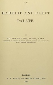 Book cover of "On harelip and cleft palate"