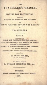 Book cover of "The traveller's oracle; or, maxims for locomotion, part 2 (of 2) : $b Containing precepts for promoting the pleasures and hints for preserving the health of travellers"