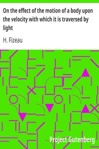 Book cover of "On the effect of the motion of a body upon the velocity with which it is traversed by light"