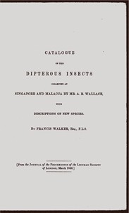 Book cover of "Catalogue of the dipterous insects collected at Singapore and Malacca"
