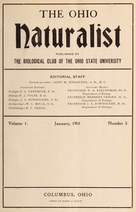 Book cover of "The Ohio naturalist, Vol. 1, No. 3, January, 1901"