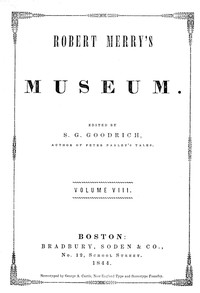 Book cover of "Robert Merry's Museum, Vol. VIII, July to December, 1844"