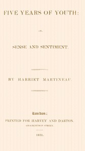 Book cover of "Five years of youth : $b or, sense and sentiment"